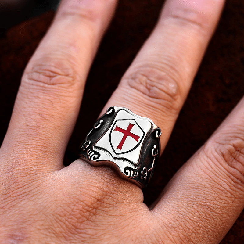 Men's Punk Retro Shield Cross Pattern Ring